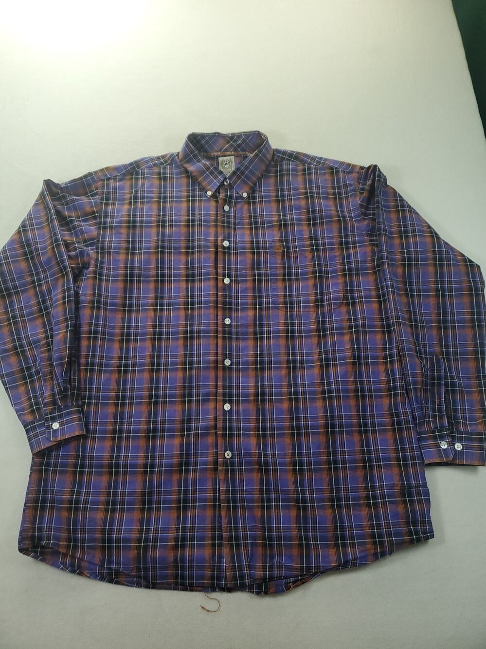 Cinch Purple Plaid Long Sleeve Button Down Shirt Men's Size XXL